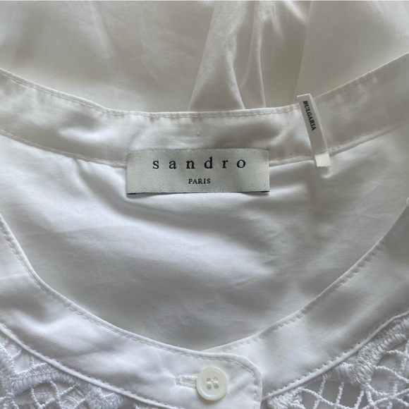 Sandro Paris White Blouse With Lace Collar. NWOT - Picture 4 of 5